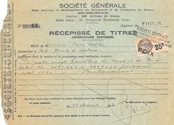Foix - Société Générale  - Récepissé de Titres 1930