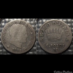 Italie Napoléon 5 Soldi 1811 M
