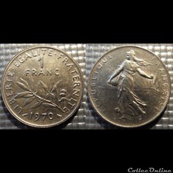 Hg 1 franc semeuse 1970 24mm 6g