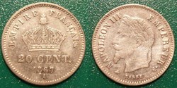 N-Napoleon III Empereur 20 centimes lauré 1867 A