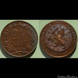 Pays Bas 2 1/2 cent 1890