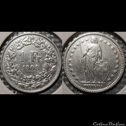 Suisse 1 franc 1908 B