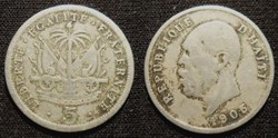 Haïti 5 centimes 1905 Président Nord Alexis