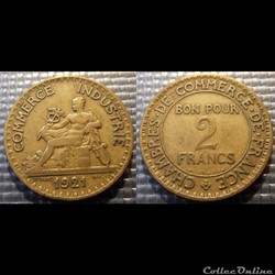 Jb 2 francs Domard 1921 27mm 8g