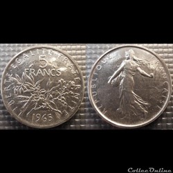 Kf 5 francs Semeuse 1965 29mm 12g