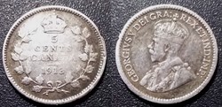 Canada 5 Cents 1913 légende DEI GRA