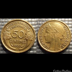 Gc 50 centimes Morlon 1937 18mm 2g