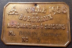 Plaque de métier-BORDEAUX-Marchand des 4 saisons 1956