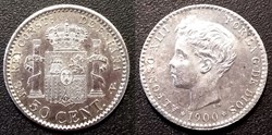 Espagne 50 Centimos 1900