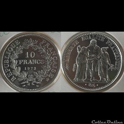 Lf 10 francs Hercule 1973 37mm 25g