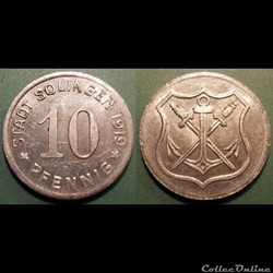 q- MN etr Germany Solingen 10 Pfennig 1919