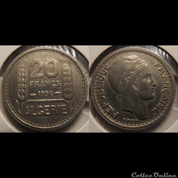 Algérie République Française  20 francs 1956