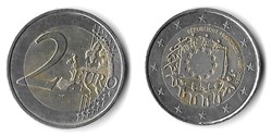 2 Euros 2019 30 ans du drapeau de l'Union Européenne