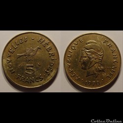 Nouvelles Hébrides 5 Francs 1970