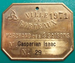 Plaque de métier-BORDEAUX-Marchand des 4 saisons 1971