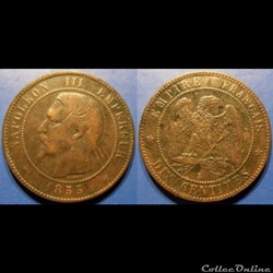 N-Napoleon III Empereur Dix centimes non lauré 1855 K