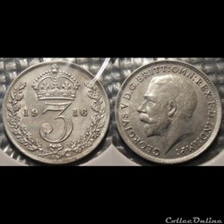 Grande Bretagne 3 Pence 1916