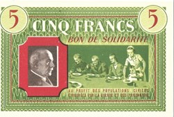 a0- Bon de solidarité CINQ FRANCS Pétain variante
