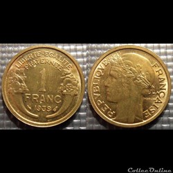 Hc 1 franc Morlon 1939 23mm 4g