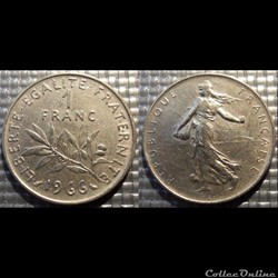 Hg 1 franc semeuse 1966 24mm 6g