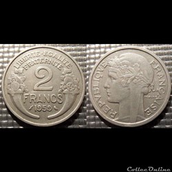 Jf 2 francs Morlon 1959 27mm 2.2g