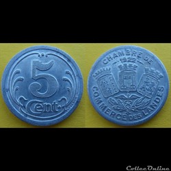 A2 5Cent Chambre de Commerce des Landes 1922
