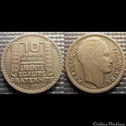 Lc 10 francs Turin grosse tête rameaux courts 1946 B 26mm 7g