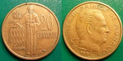 20 Centimes 1962 Rainier III