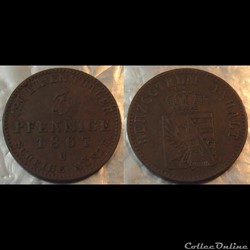 Allemagne Anhalt Bernburg 3 Pfenninge 1867 B