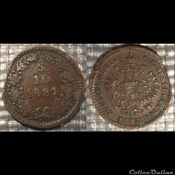 Autriche 5/10 Kreuser 1881