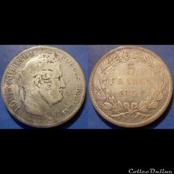 G-Louis Philippe 5 Francs1831 BB tête laurée tranche en relief