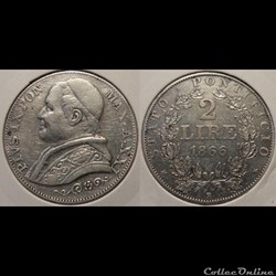 Vatican 2 Lire 1866 R