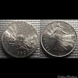 Kg 5 francs Semeuse 1990 29mm 10g