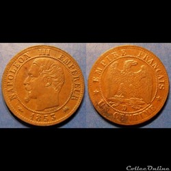 N-Napoleon III Empereur Un centime non lauré 1853 D Lyon