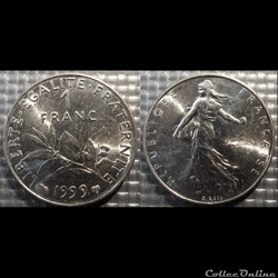 Hg 1 franc semeuse 1999 24mm 6g