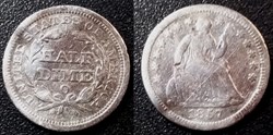 USA Half Dime 1857 O Nouvelle Orléans
