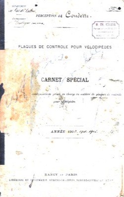 Couverture du Carnet Spécial - Plaques de Contrôle des Vélocipèdes -