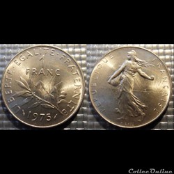 Hg 1 franc semeuse 1975 24mm 6g