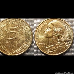 Cf 5 centimes Marianne 1989 17mm 2g