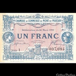 G2 1Fr Chambre de Commerce de Mont de Marsan Délibération du 16 Mars 1922