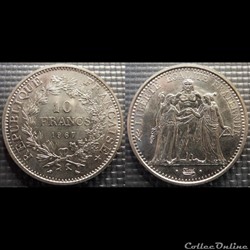 Lf 10 francs Hercule 1967 37mm 25g