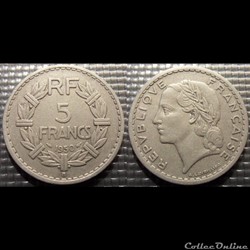 Ke 5 francs Lavrillier 1950 B 31mm 3.5g