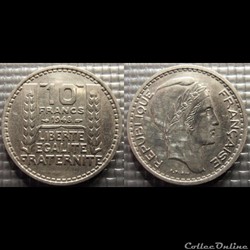 Ld 10 francs Turin petite tête 1948 26mm 7g