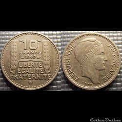 Ld 10 francs Turin petite tête 1949 B 26mm 7g