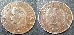 N-Napoleon III Empereur Deux centimes lauré 1861 K