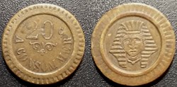 f- Jeton à consommer 20 C. Tête de Pharaon
