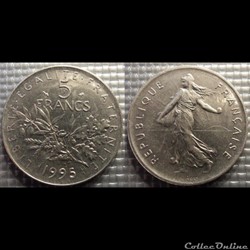 Kg 5 francs Semeuse 1995 29mm 10g