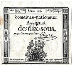 Assignat de dix sous Guyon Loi du 23 Mai 1793