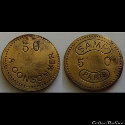 f- Jeton à consommer 50 C. -SAMP Paris
