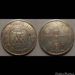 Germany 5 Reichsmark 1934 F
